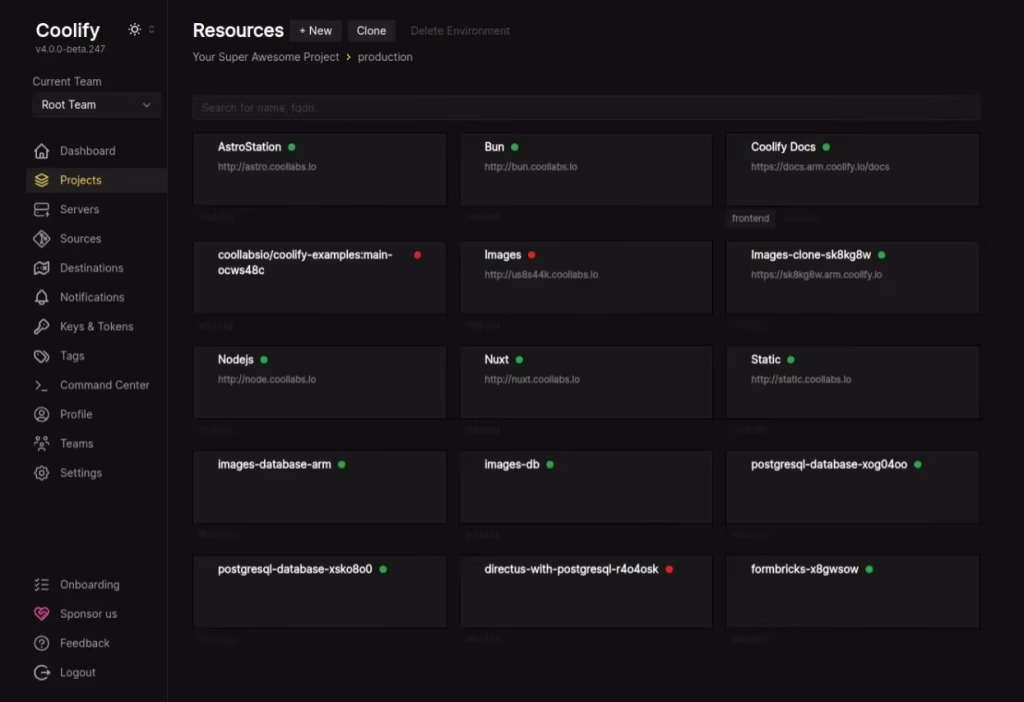 Coolify GUI