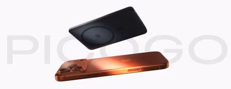 Copper-colored iPhone with triple-camera system and Apple logo, shown with a black iPhone above. (Back view)