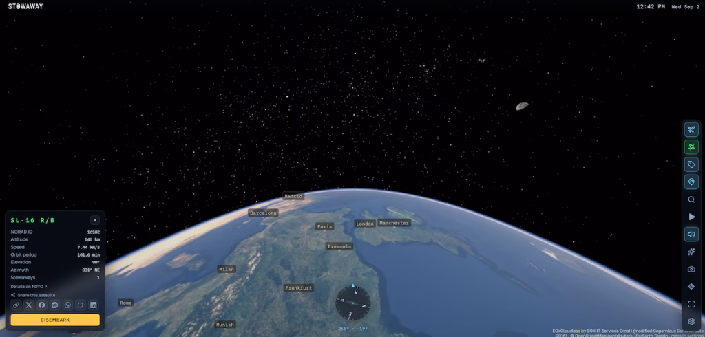 Vista dall'orbita a bordo di SL-16 R/B